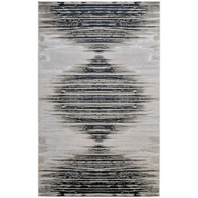 Micah Modern Diamond Black/Silver/Taupe Area Rug