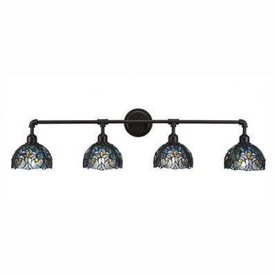 Toltec Lighting Vintage 4 - Light Vanity in  Dark Granite with 7" Turquoise Cypress Art Glass Shade