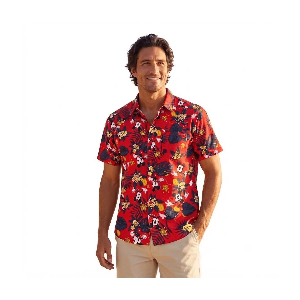 Mickey Mouse Floral Adult Casual Button Up Shirt - thumbnail 2