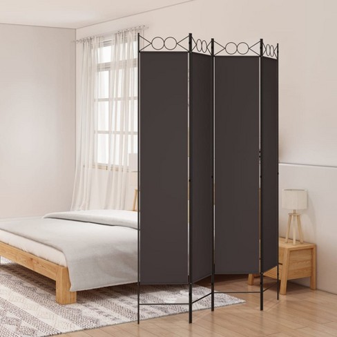 vidaXL 4-Panel Room Divider Brown 63"x86.6" Fabric - image 1 of 4