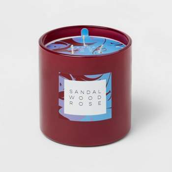 3-Wick 28oz Glass Sandalwood Rose Candle Burgundy - Opalhouse™