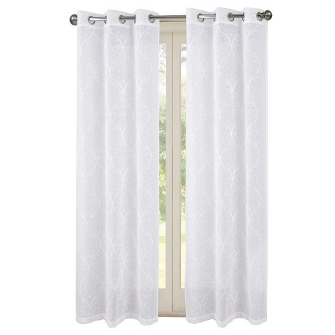 RT Designers Collection Kimberly Embroidery Doily Grommet Sheer Curtain Panel Pair White - image 1 of 4