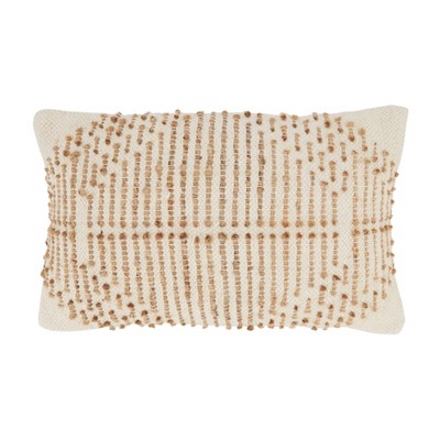 Square Embellished Geometric Decorative Throw Pillow Off-white