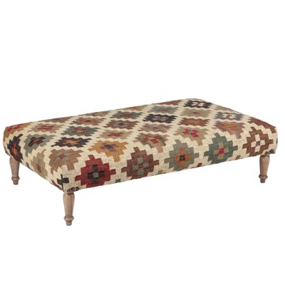 Patterned Upholstered Bench Beige - HomeFare