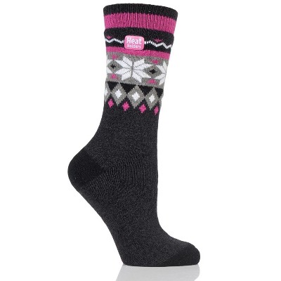 Heat Holder® Women's Fairisle LITE™ Socks| Thermal Yarn | Medium-Thick Socks Casual Shoes + Boots | Warm + Soft, Hiking, Cabin, Cozy at Home Socks | 5X Warmer Than Cotton