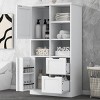 SEVOBAL Bathroom Storage Cabinet with Doors Drawers Adjustable Shelf and Open Shelves for Organized Space, White, 31"*16"*62" - 3 of 4