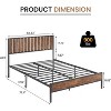 Full Size Brown Platform Bed with Wood Tone Headboard & Footboard, 14 Bar Steel Support, No Box Spring Needed, Quiet Modern Bedroom Frame - 2 of 4