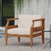 Okak Rustic Patio Accent Chairs Wide Upholstered Club Chairs,Set of 1,Outdoor Acacia Conversation seat for Porch,Garden&Backyard,400lbs Max - 3 of 4