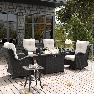 LayinSun Outdoor Patio Furniture Set, Black Rattan Wicker Sectional Swivel Rocker Chairs Sets with Ottomans, Swivel Glider Chair - 1 of 4