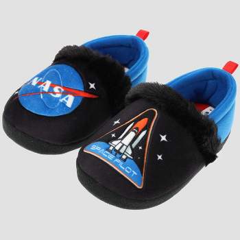 Toddler NASA Space Pilot Loafer Slippers - Black