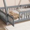 Okak Twin/Full Tent-shaped Floor Platform Bed with Guardrails/Door,Solid Wood Bed Frame for Kids,Teens,No Spring Box Needed - 4 of 4