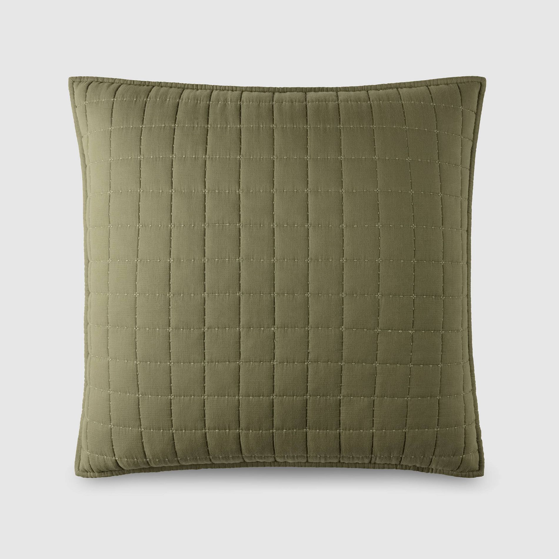 Jeremiah Brent Home 24"x24" Box Rice Stitch Gauze Euro Accent Pillow Green