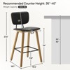 Bekrvio 26" Counter Height Bar Stools - PU Leather Upholstered with Backs, Bent Wood Legs, Mid Century Modern Counter Stools for Kitchen Island - 2 of 4