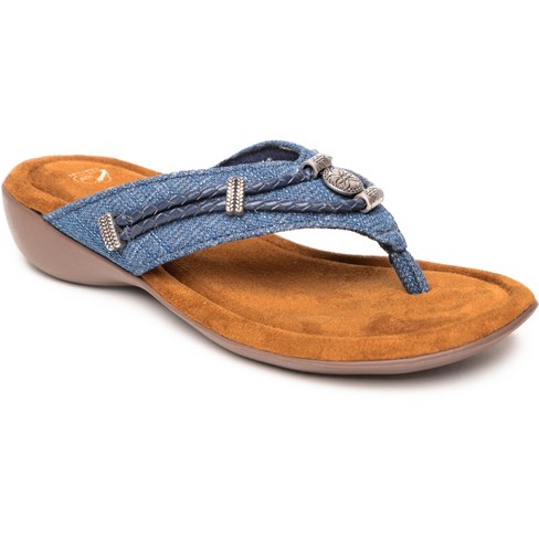 Minnetonka Women s Silverthorne 360 Thong Sandals 504473 Blue