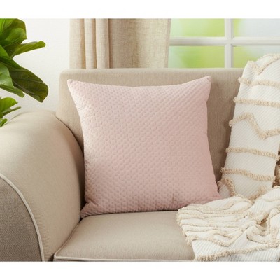 Blush Pinsonic Velvet Square Throw Pillow