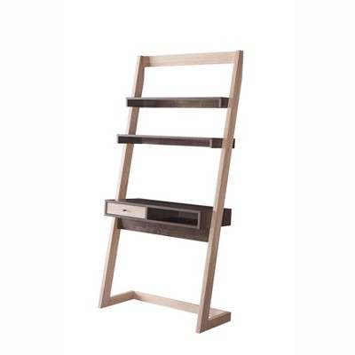 Holten 2 Open Shelves Leaning Desk Weathered White/Walnut Oak - miBasics