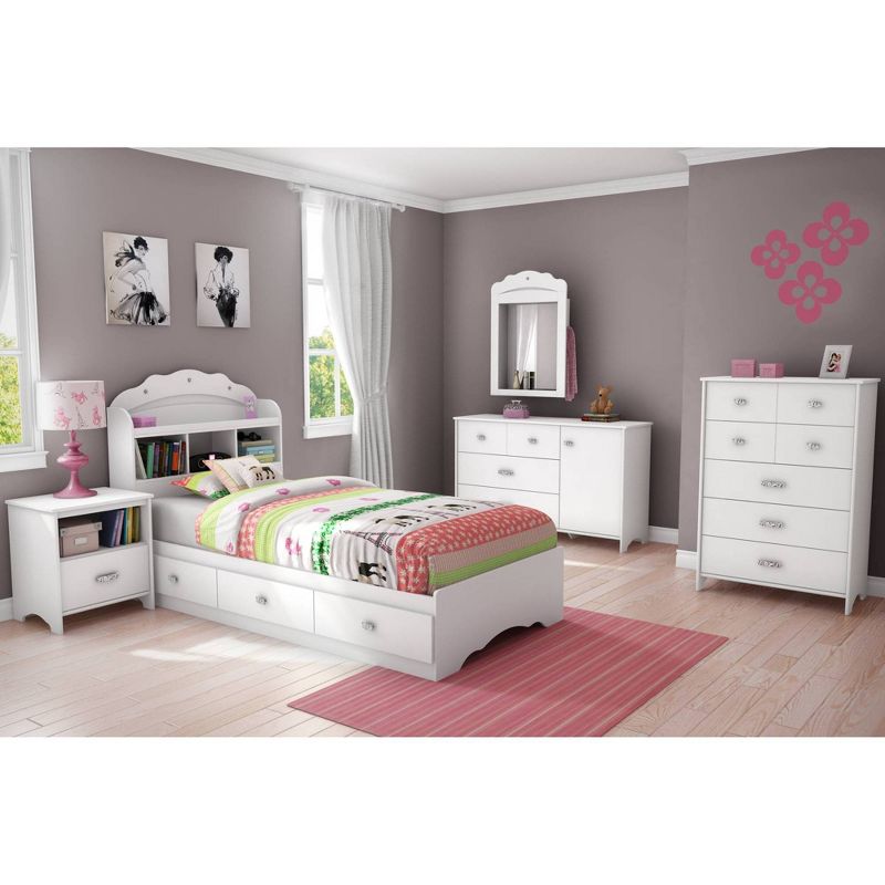 Twin Tiara Mates Kids&#39; Bed with Bookcase Headboard Set Pure White - South Shore, 3 of 7