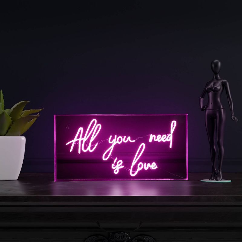 23.6&#34; x 11.7&#34; All You Need is Love Contemporary Glam Acrylic Box USB Operated LED Neon Light Pink - JONATHAN Y, 3 of 7