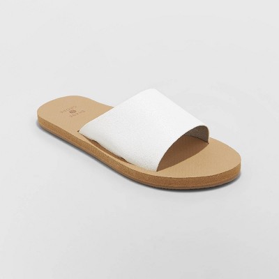 slip on sandals white