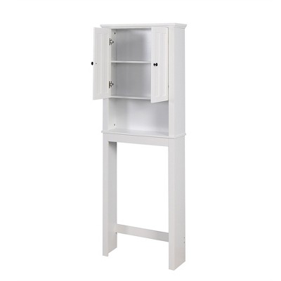 VANIRROR Over The Toilet Storage Cabinet, Behind Toilet Storage, Toilet Rack That Go Over The Toilet With Bottom Stabilizer Bar, Space-Saving Toilet