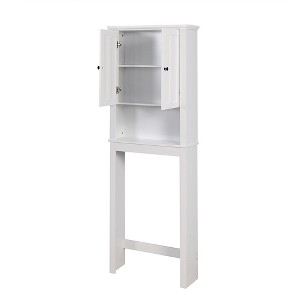 VANIRROR Over The Toilet Storage Cabinet, Behind Toilet Storage, Toilet Rack That Go Over The Toilet With Bottom Stabilizer Bar, Space-Saving Toilet - 1 of 3