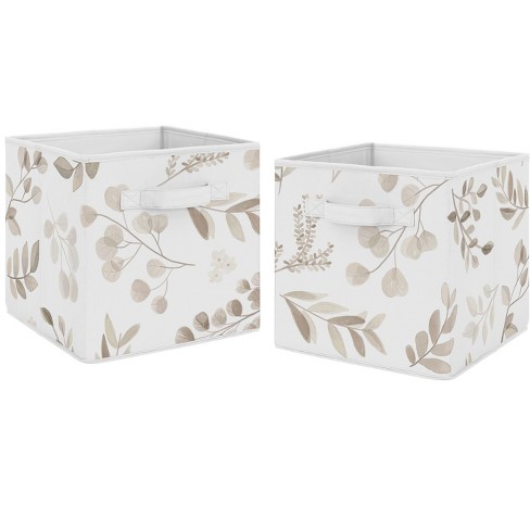 Sweet Jojo Designs Fabric Storage Bins Botanical Set Taupe and Ivory - image 1 of 4