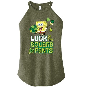 Women's - SpongeBob SquarePants - Luck Of The Square Pants Graphic High Neck Tank - 1 of 4