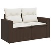 Patio Sofa with Cushions 2-Seater Brown Poly Rattan vidaXL - 2 of 4