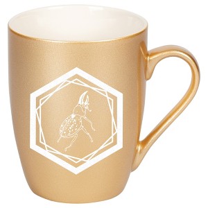 Elanze Designs 10 Ounce Ceramic Decorative Laser Engraved Geometric Design Giftable Novelty Tea Coffee Cup Mug Vegas Gold Hercules Beetle - 1 of 4