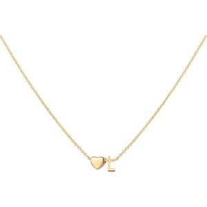 Personalized Heart Initial Necklace 18K Gold Plated Stainless Steel Gift - 1 of 4