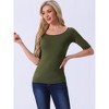INSPIRE CHIC Women's Half Sleeves Scoop Neck Fitted Layering Soft T-Shirt - 3 of 4