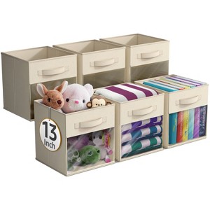 Sorbus 13 Inch 6 Pack Collapsible Fabric Storage Bins with Clear Window - for Organizing Clothes, Toys, Books, Shelves, Closets & more - 1 of 4