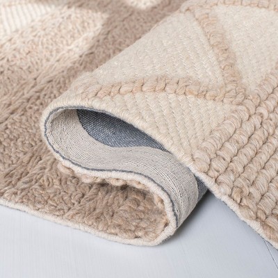 Beige Wool Hand-Tufted Reversible Runner Rug