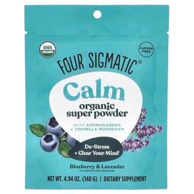Four Sigmatic Calm Organic Super Powder with Ashwaganda & Tremella Mushroom, Blueberry & Lavender , 4.94 oz (140 g)