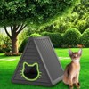 SEVOBAL Pet Crates and Houses Triangle Cat House Dark Cozy Space Fits 1 2 Adult Cats Easy Assembly Indoor Outdoor Use, Brown, 23.82"*25.59"*25.67" - 4 of 4