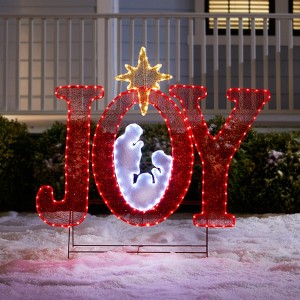 BrylaneHome 45"H Pre-Lit "Joy" Sign With Holy Family - 1 of 1