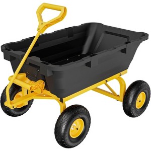 VINGLI Heavy Duty Dump Cart Wagon, 770LBS Quick-Release Dump Poly Wheelbarrow, 10in All-Terrain Pneumatic Tires Garden Wagon for Garden, Yard, Beach - 1 of 4
