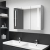 vidaXL LED Bathroom Vanity Mirror Cabinet in Concrete Gray - Wall-Mounted Storage Cabinet with Dual Energy Efficient Light Strips - 35"x5.5"x24.4" - 2 of 4