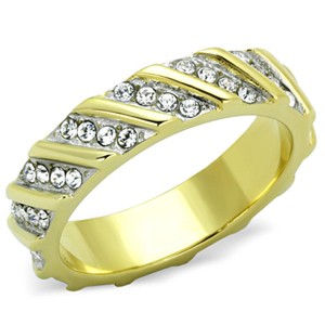 Slickblue Women's Eternity Ring, Two-Tone IP Gold Finish, Clear Synthetic Crystal, Rounded Textured Band, size 5-10 - 1 of 4