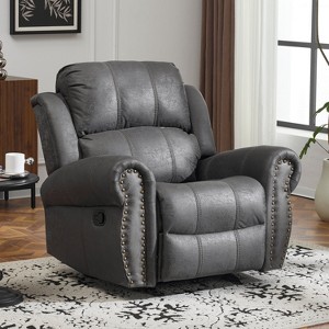 40.75"W Manual Glider Recliner, Comfortable Oversized Accent Chair with Infinite Positions for Living Room, Brown/Slate Gray - Christopher Knight Home - 1 of 4