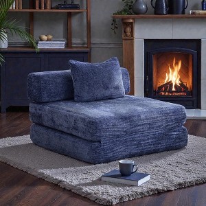 Mshliw Convertible Foldable Sofa Bed with Chenille Upholstery, Single Sofa, Modular Floor Couch, No-Assembly Design, Multi-Position Sleeper - 1 of 4