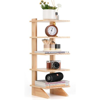 Attop 5-Tier Wooden Small Bookshelf for Small Spaces – Compact Freestanding Bookcase Organizer for Small Spaces – Space-Saving Storage Shelf