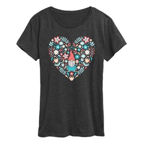 Women's - Instant Message - Scandinavian Heart Gnome Short Sleeve Graphic T-Shirt - 1 of 4
