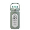 NewHome "34oz Motivational Glass Water Bottle with Time Markers, Straw, Silicone Sleeve & Handle for Gym" Green - 2 of 4