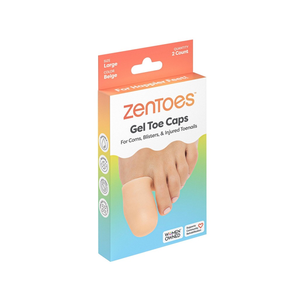 ZenToes Gel Toe Caps - Beige - L - 2pk