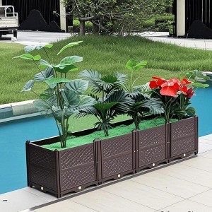 Chic Crate-Plastic Raised Garden Bed Kit – Indoor/Outdoor Plant Grow Box, Vegetable Herb & Succulent Planter, Coffee - 1 of 4