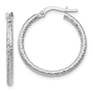 Black Bow Jewelry 2mm Crisscross Round Hoop Earrings in 10k White Gold, 22mm (7/8 Inch) - 1 of 4
