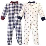 Hudson Baby Infant Boy Premium Quilted Zipper Sleep and Play 2pk, Football