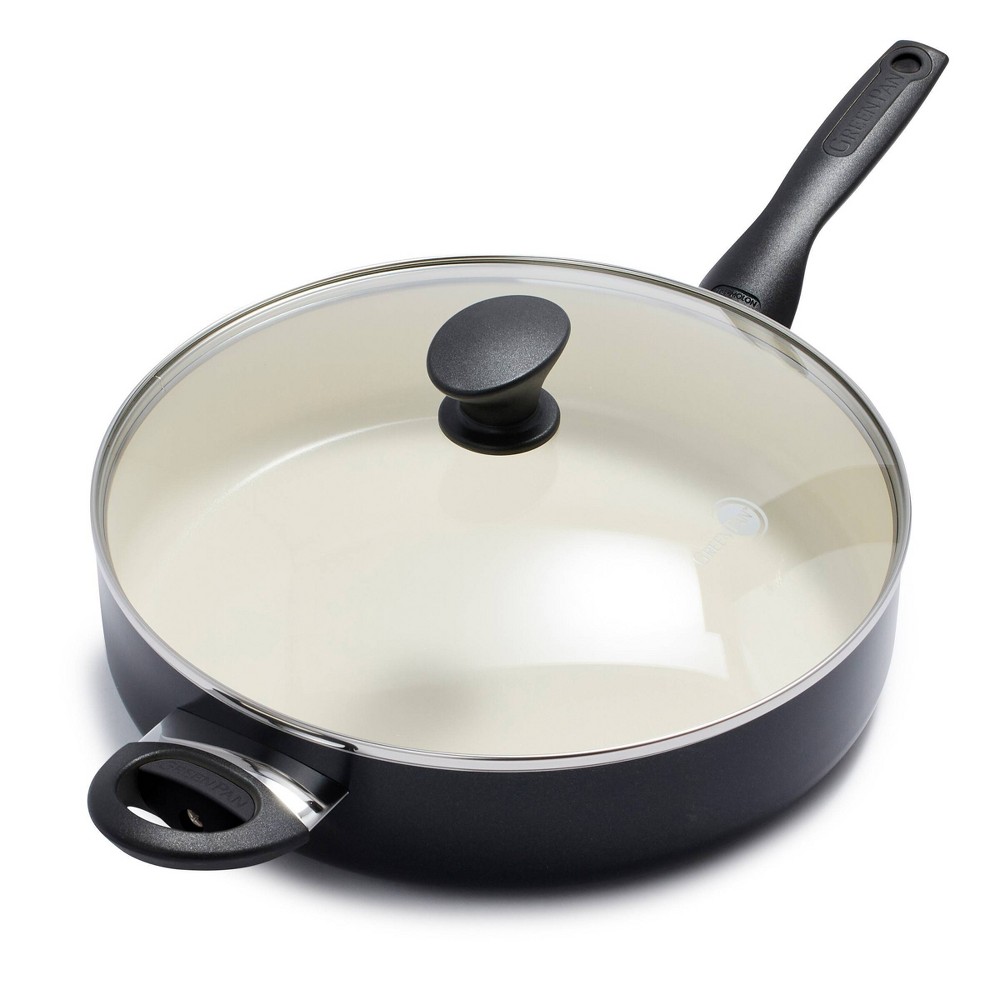 GreenPan Rio 5qt Ceramic Nonstick Covered Saute Pan with Helper Handle Black