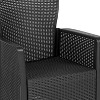 Merrick Lane Outdoor Furniture 3 Item Set Faux Rattan Resin Wicker Lounge Chairs And Side Table Dark Gray Patio Furniture - 3 of 4